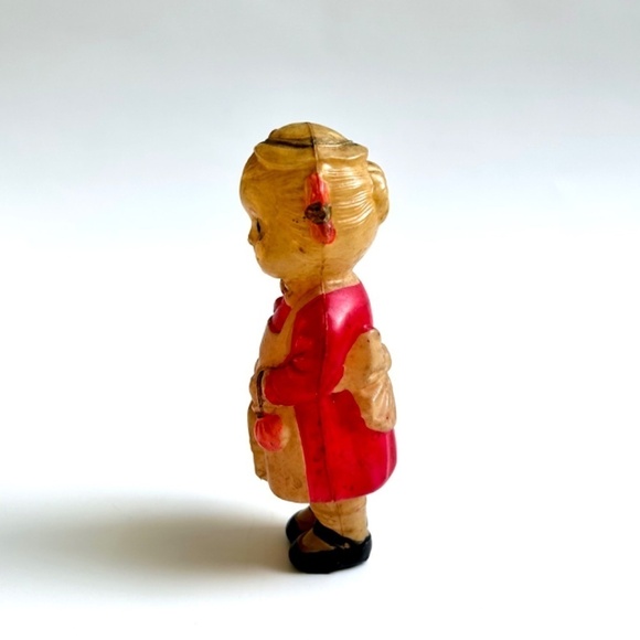 Celluloid Girl Doll with Hat & Purse c1930s-40s - Picture 3 of 7